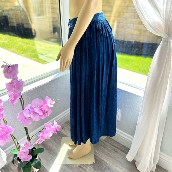 Vintage Anjumun Boho Peasant Navy Blue Skirt Size 6 Floral Embroidered - Picture 4 of 11